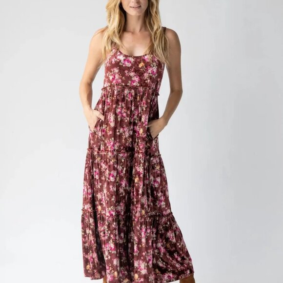 NWT Natural Life Karli Rust Bouquet Velvet Dress - Med - Picture 1 of 12